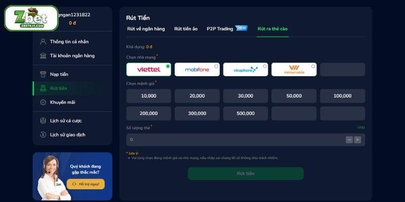 Các trường hợp khiến lệnh rút tiền ZBET không được xử lý