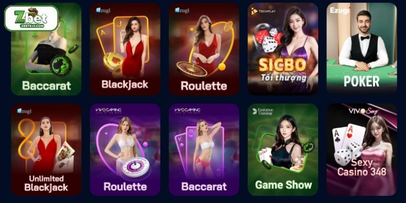 Điểm mặt game Casino HOT trên ZBET